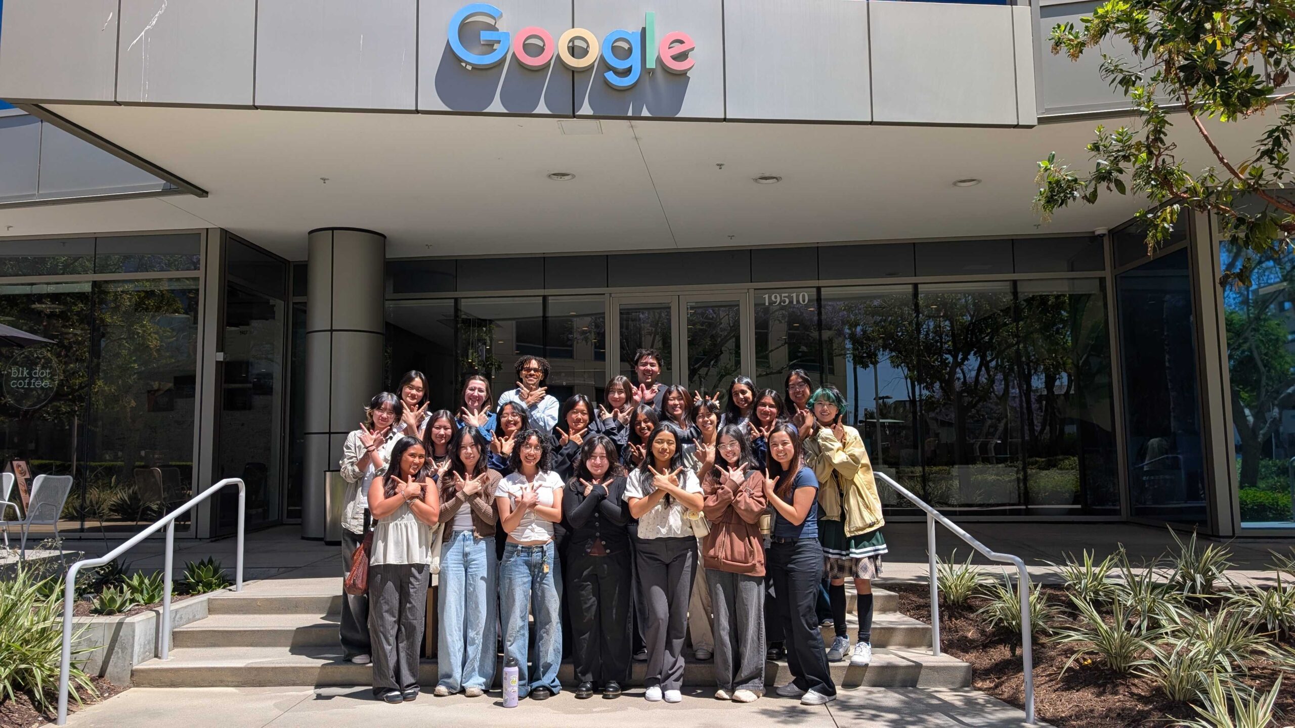 WICS members in front of the Google Irvine office.